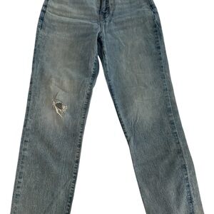 J. Crew Light Blue relaxed boyfriend straight Leg Jeans with Knee Rip